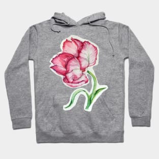 Tulip in red watercolor art Hoodie